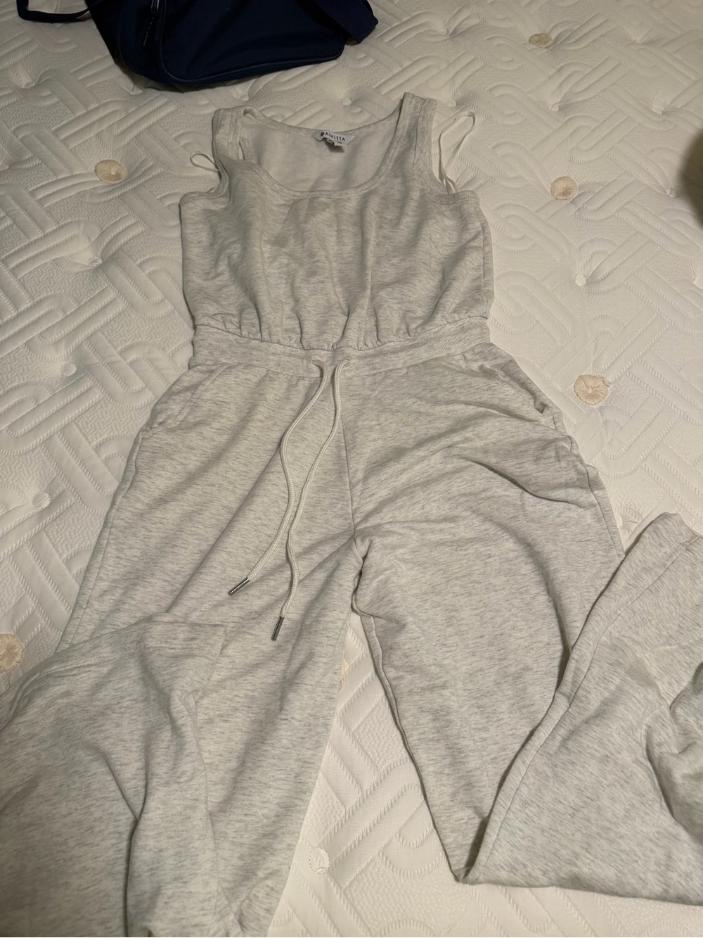 Athleta Light Gray Sleeveless Drawstring Jumpsuit